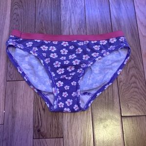 underwear purple & white flowers with pink hearts in it  brand fruit and loom